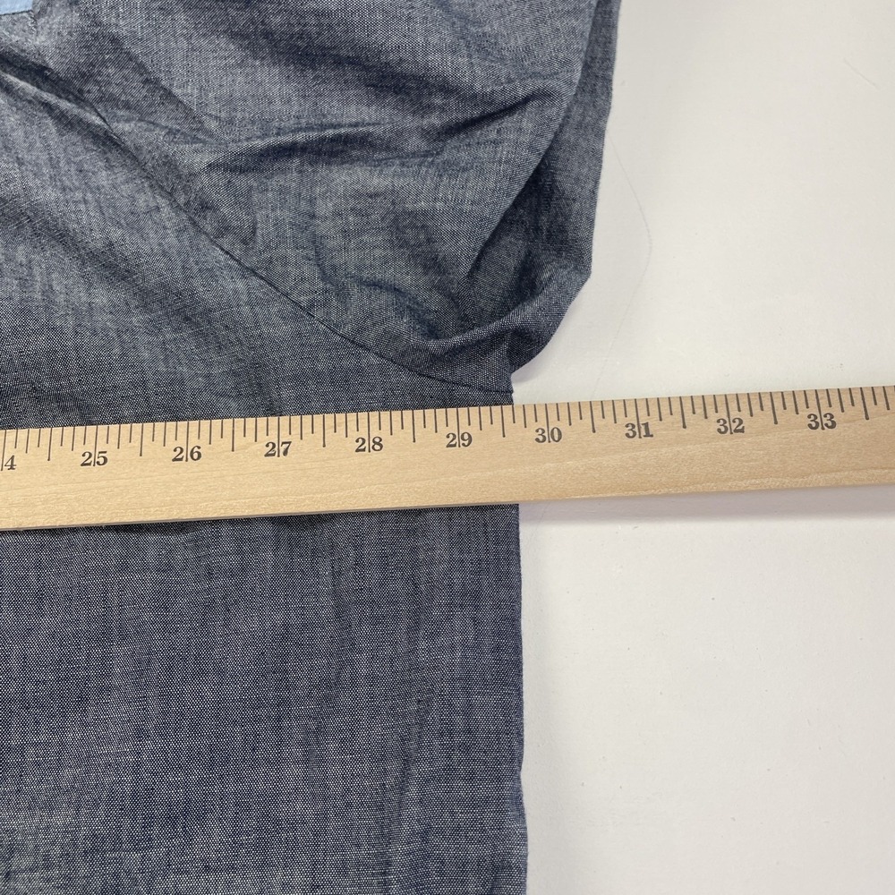 Lands End Top Womens 2XL Cotton Poplin Peasant Dark Indigo Chambray Shirt - Picture 8 of 9